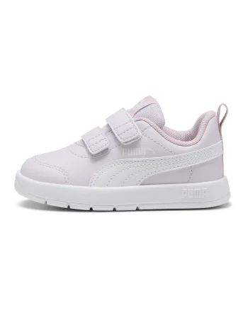 Pantofi sport Courtflex din piele ecologica cu velcro, Roz pastel/Alb optic
