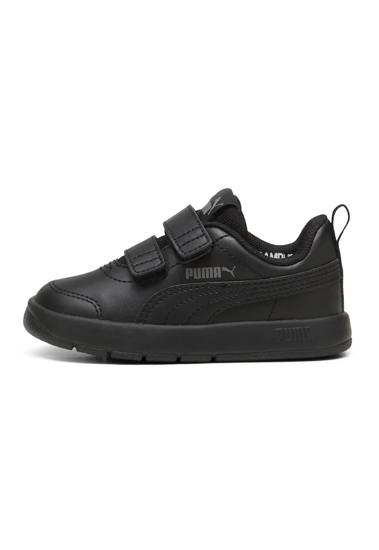Pantofi sport Courtflex din piele ecologica cu velcro, Negru