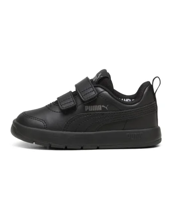 Pantofi sport Courtflex din piele ecologica cu velcro, Negru