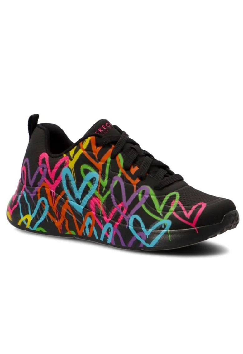 Pantofi sport de piele ecologica cu imprimeu contrastant Uno-Highlight Love, Negru