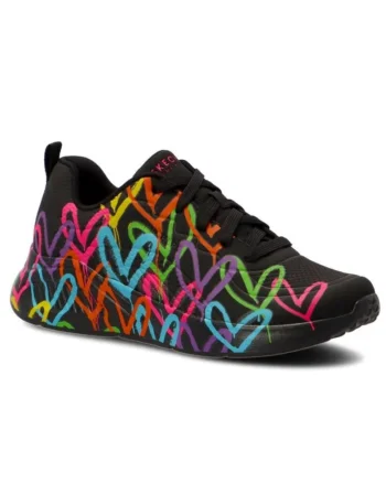 Pantofi sport de piele ecologica cu imprimeu contrastant Uno-Highlight Love, Negru