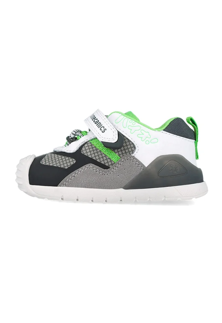 Pantofi sport colorblock, Alb/Verde/Gri inchis
