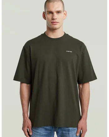 Tricou din amestec de bumbac organic cu logo discret pe piept, Kaki inchis