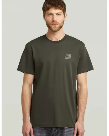 Tricou din bumbac organic cu decolteu la baza gatului, Kaki inchis