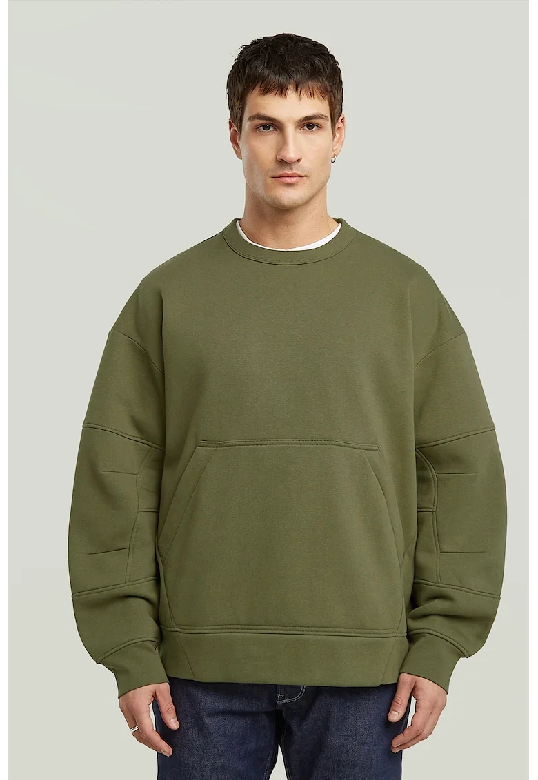 Bluza de trening din amestec de bumbac organic, Verde feriga