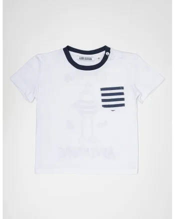 Tricou cu imprimeu grafic pe partea din spate, Albastru inchis/Alb optic