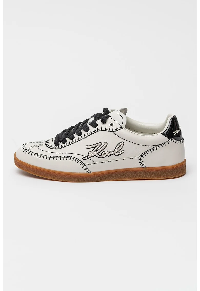 Pantofi sport din piele cu logo brodat Kandidate, Negru/Alb murdar