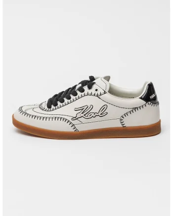 Pantofi sport din piele cu logo brodat Kandidate, Negru/Alb murdar