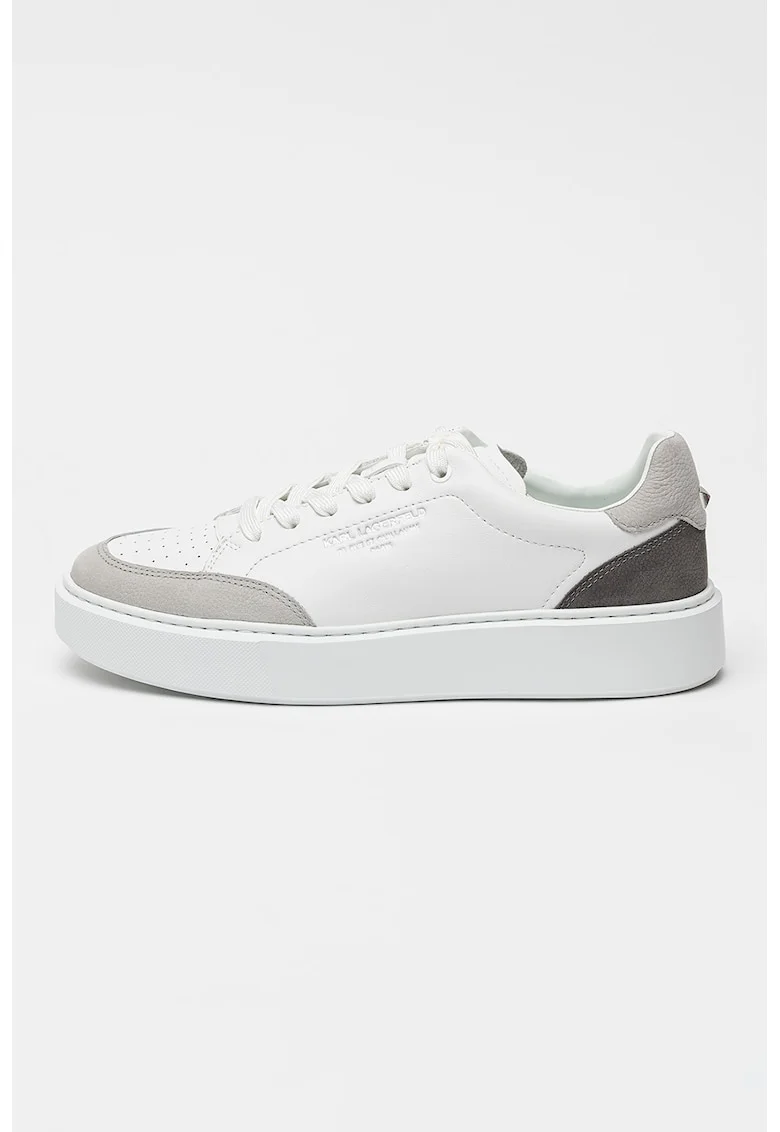Pantofi sport din piele Maxi Kup, Alb/Gri cenusiu