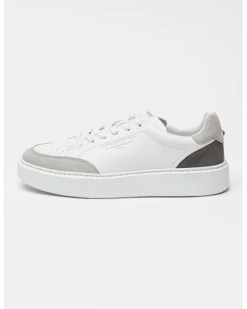Pantofi sport din piele Maxi Kup, Alb/Gri cenusiu