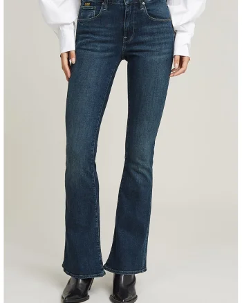 Blugi bootcut cu talie medie, Albastru inchis