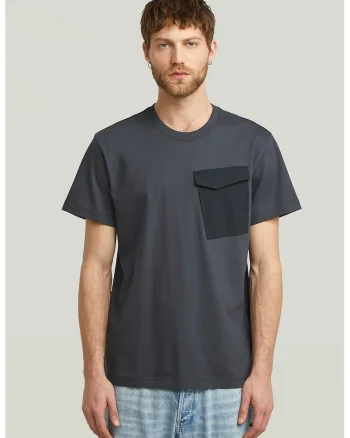 Tricou regular fit cu buzunar pe piept, Albastru prafuit