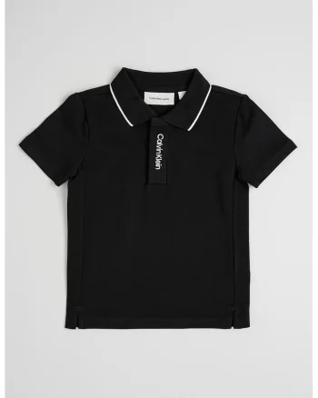 Tricou polo cu logo brodat, Negru/Alb optic