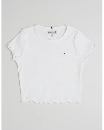 Tricou crop slim fit Essential, Alb optic