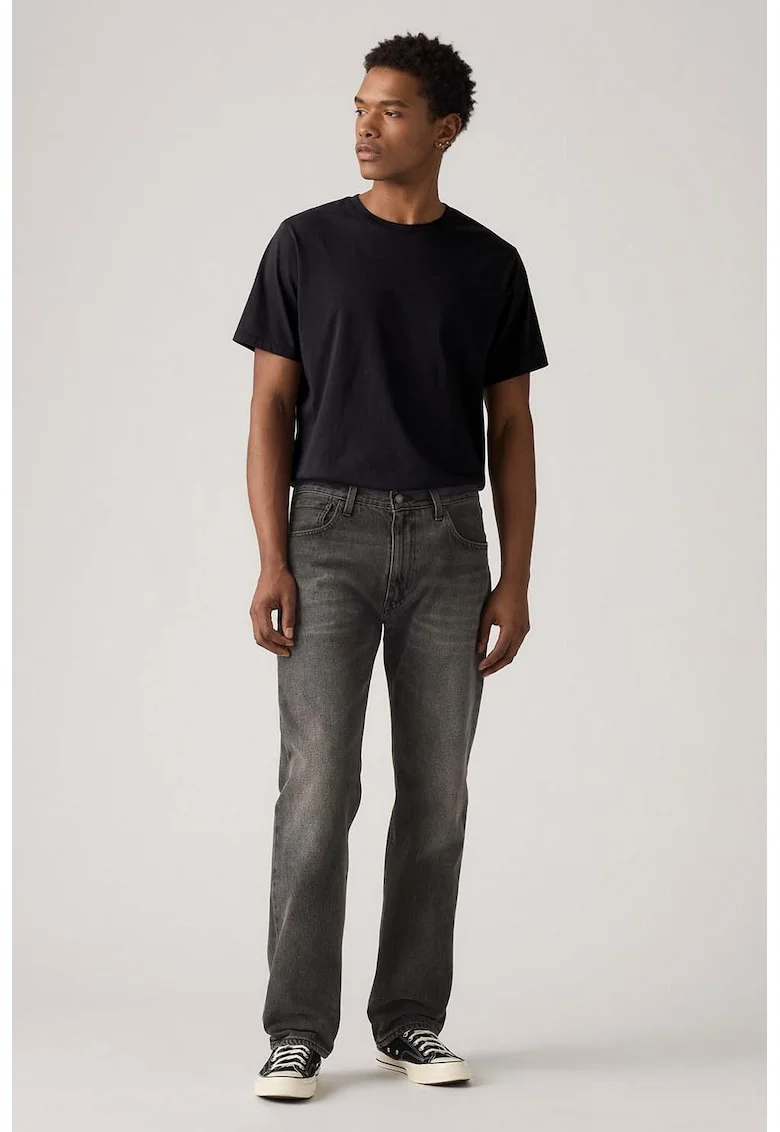 Blugi relaxed fit cu croiala dreapta 555, Gri inchis melange