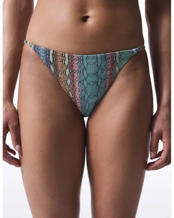 Bikini brazilieni cu model piele de sarpe, Galben/Turcoaz/Roz