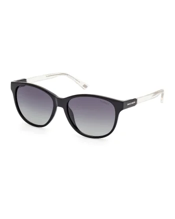 Ochelari de soare cat-eye cu lentile polarizate, Negru/Transparent