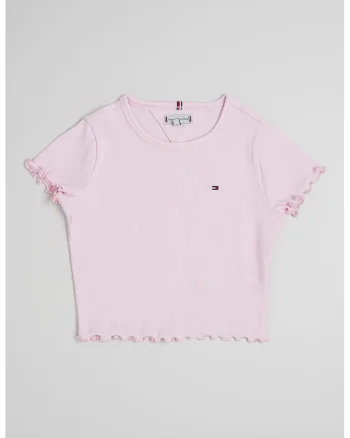 Tricou crop slim fit Essential, Roz pastel