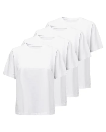 Set de tricouri regular fit din bumbac - 4 piese, Alb