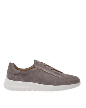 Pantofi sport din piele intoarsa, Maro taupe