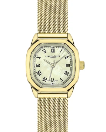 FRANZ BÖHLER, Ceas quartz patrat Lauerz, Auriu