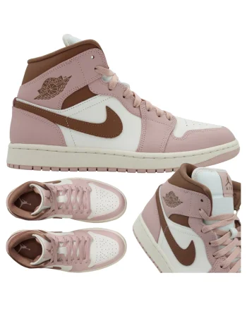 Pantofi Sport Barbati,  Air Jordan 1 Mid, Superior Din Piele Sintetica Pentru Durabilitate Si Confort, Perna De Aer Air-Sole Pentru Confort, Talpa Din Cauciuc Cu Aderenta Buna, Guler Captusit Pentru Suport, Marimea 44, Bej
