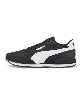 Pantofi sport unisex de piele ecologica si material textil ST Runner v3, Alb/Negru