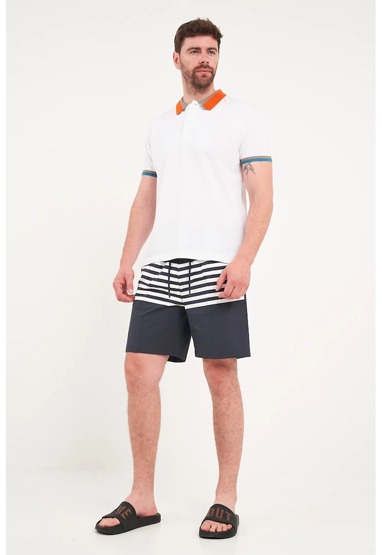Pantaloni scurti de baie cu dungi, Alb/Albastru ultramarin