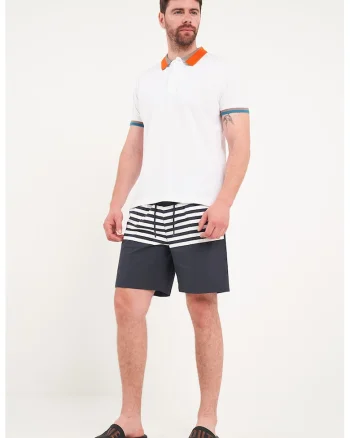 Pantaloni scurti de baie cu dungi, Alb/Albastru ultramarin