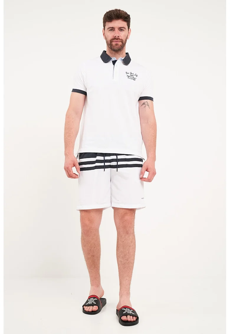 Pantaloni scurti cu dungi, Alb/Albastru ultramarin