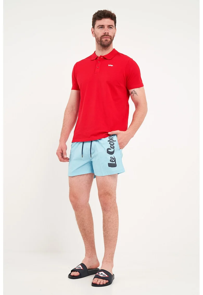 Pantaloni scurti de baie cu logo, Albastru glaciar