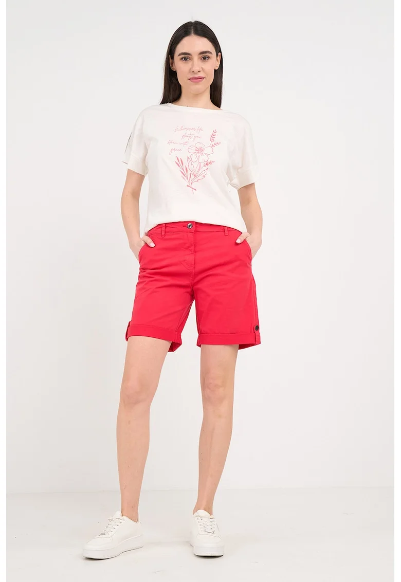 Pantaloni scurti din amestec de bumbac cu buzunare, Roz zmeuriu