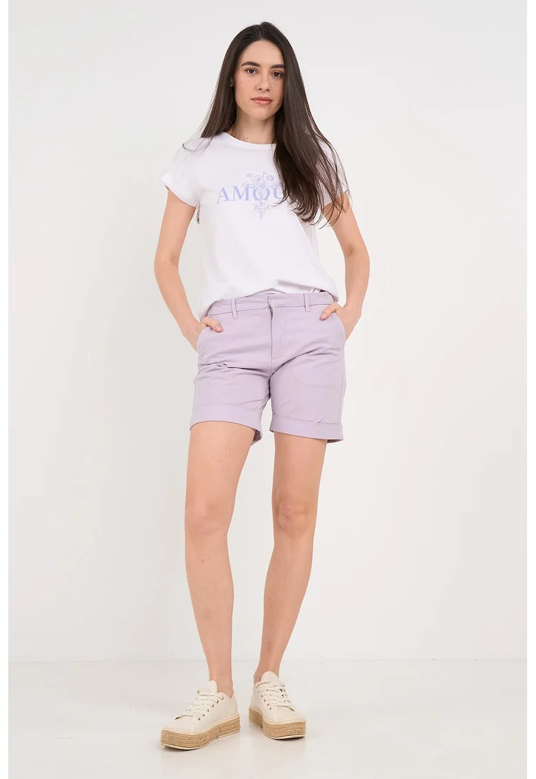 Pantaloni scurti din bumbac cu buzunare, Lila deschis