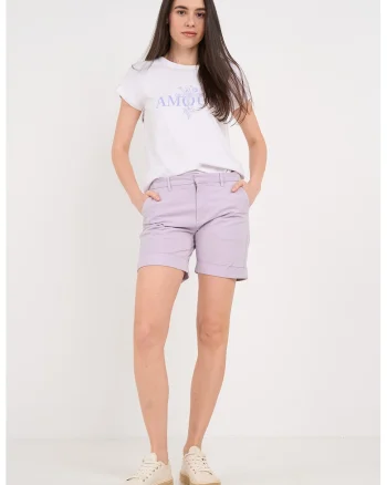 Pantaloni scurti din bumbac cu buzunare, Lila deschis