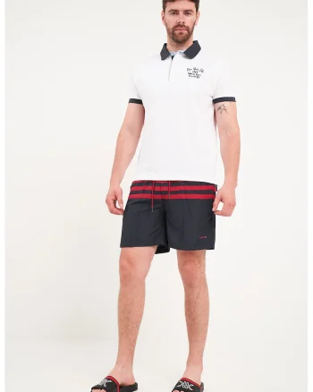 Pantaloni scurti cu dungi, Rosu/Albastru ultramarin