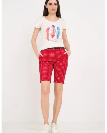 Pantaloni scurti slim fit cu buzunare, Rosu