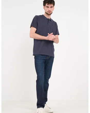 Blugi regular fit cu aspect decolorat, Bleumarin