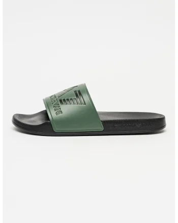 Papuci cu logo, Negru/Verde feriga
