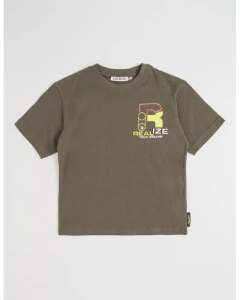 Tricou din bumbac cu imprimeu pe partea din spate, Kaki