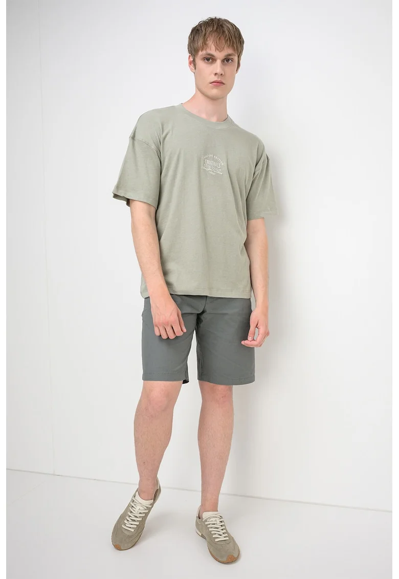 Tricou din bumbac organic cu broderie Menton, Verde pal