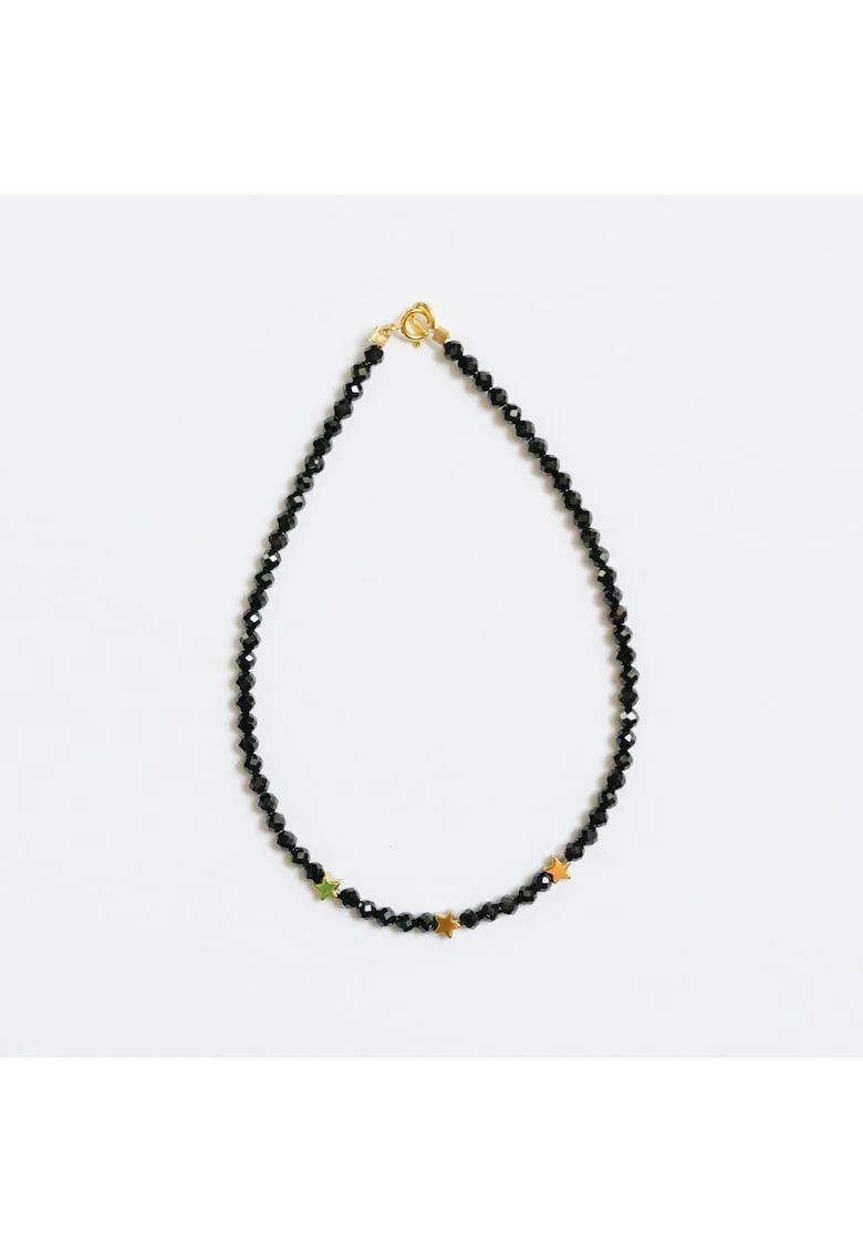 Bratara glezna, realizata handmade din pietre semipretioase spinel si stele din hematit, accesorii argint925