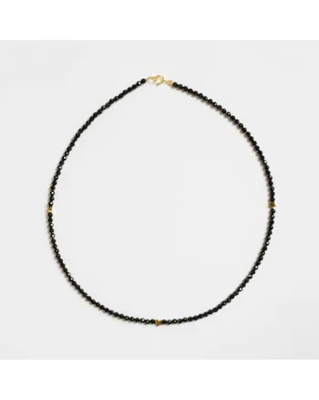 Colier handmade, realizat din pietre semipretioase spinel, stele din hematit, accesorii argint925
