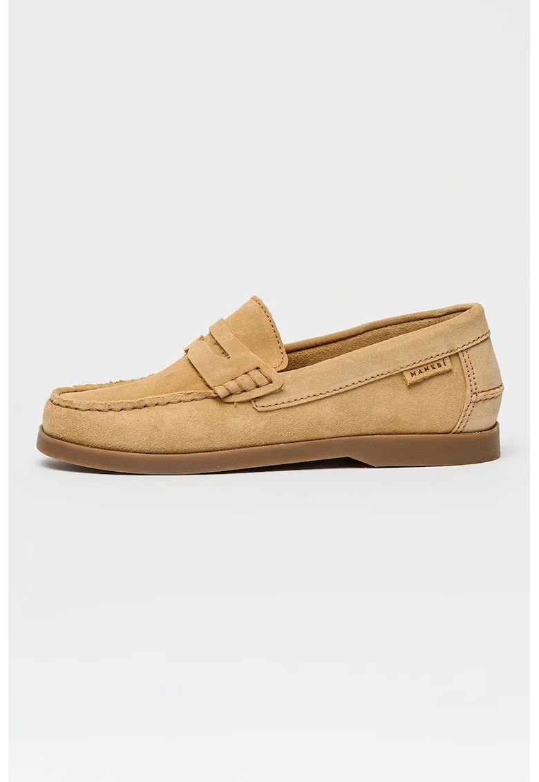 Pantofi loafer penny din piele intoarsa Hamptons, Maro camel