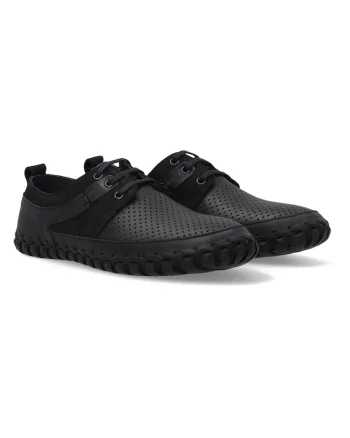 Pantofi casual piele naturala cu sireturi si perforatii