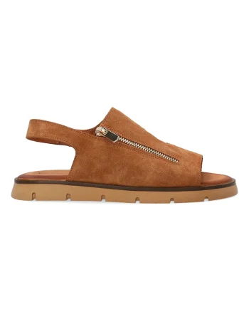 Sandale slingback din piele intoarsa cu fermoar
