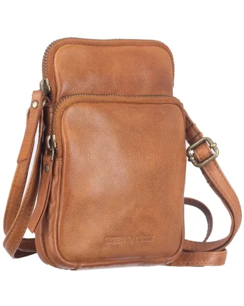 Geanta umar unisex piele naturala coniac 14.5 x 18.5 x 4.0 cm, Colombiana,