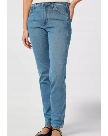 Blugi dama  Piper, talie inalta, slim leg, albastru, bumbac/poliester/elastan