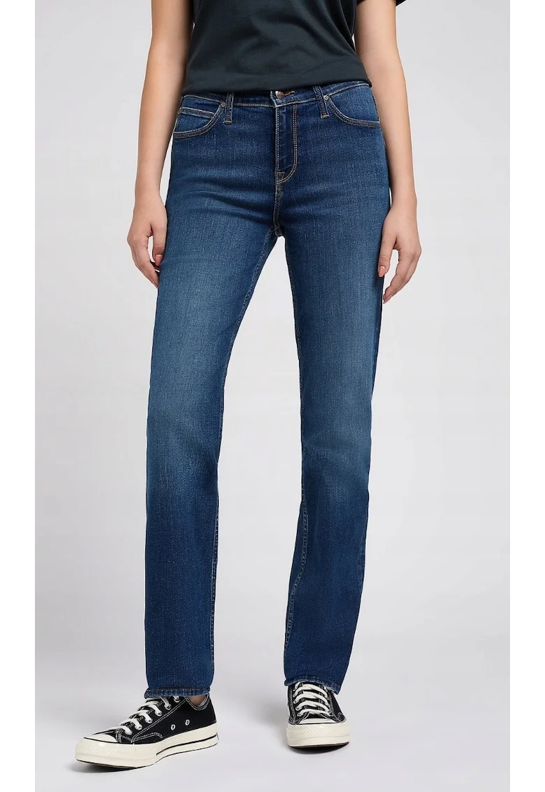 Blugi dama  Marion Straight, albastru inchis, foarte elastici, bumbac/poliester/elastan, talie medie