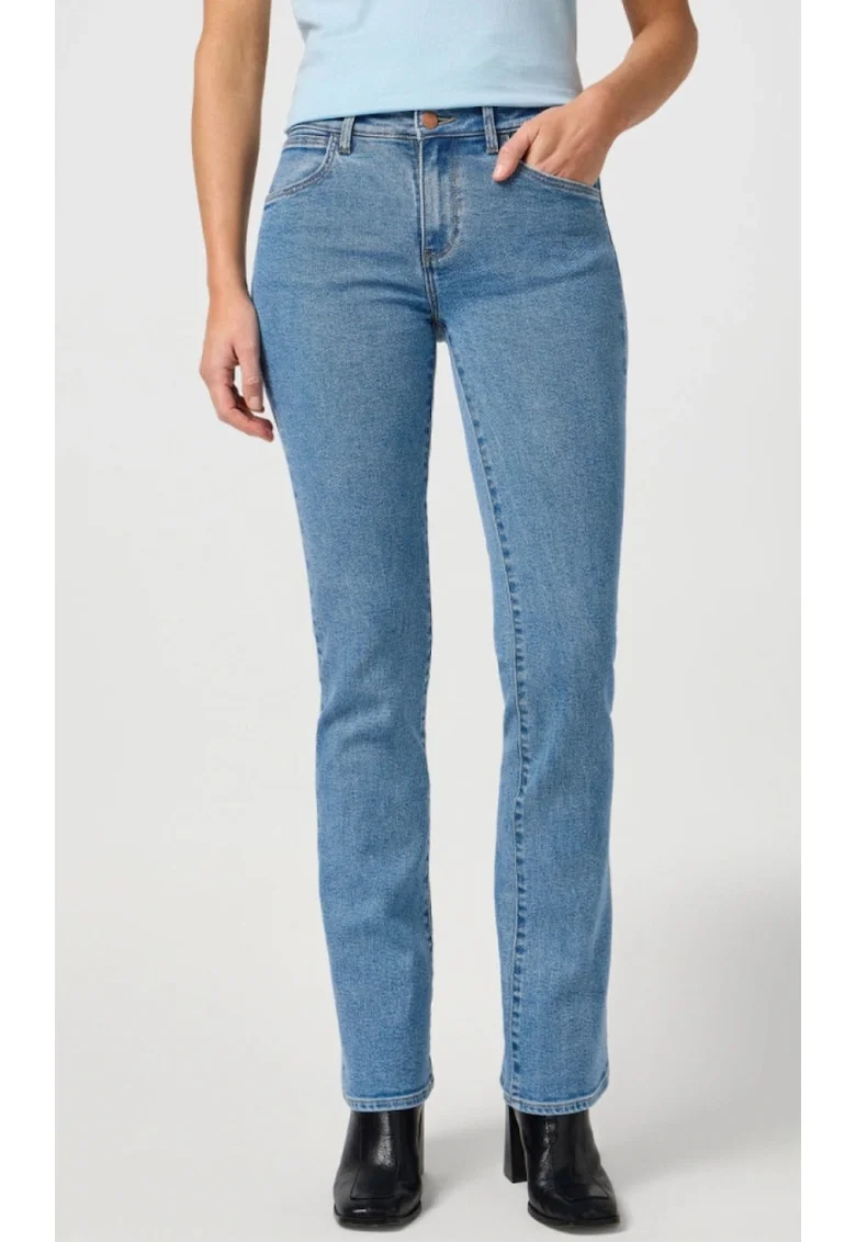 Blugi dama  Bootcut 625, albastru elastic, talie medie, bumbac/poliester/elastan, Albastru