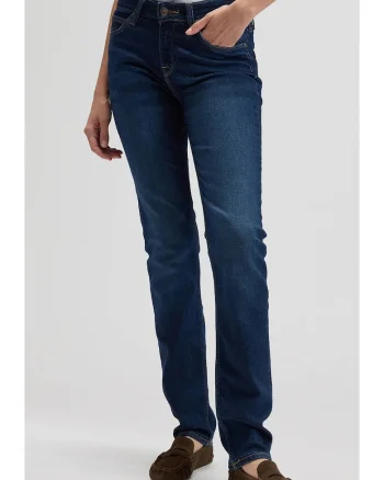 Blugi dama  Marion Straight, albastru inchis, denim elastic, talie medie